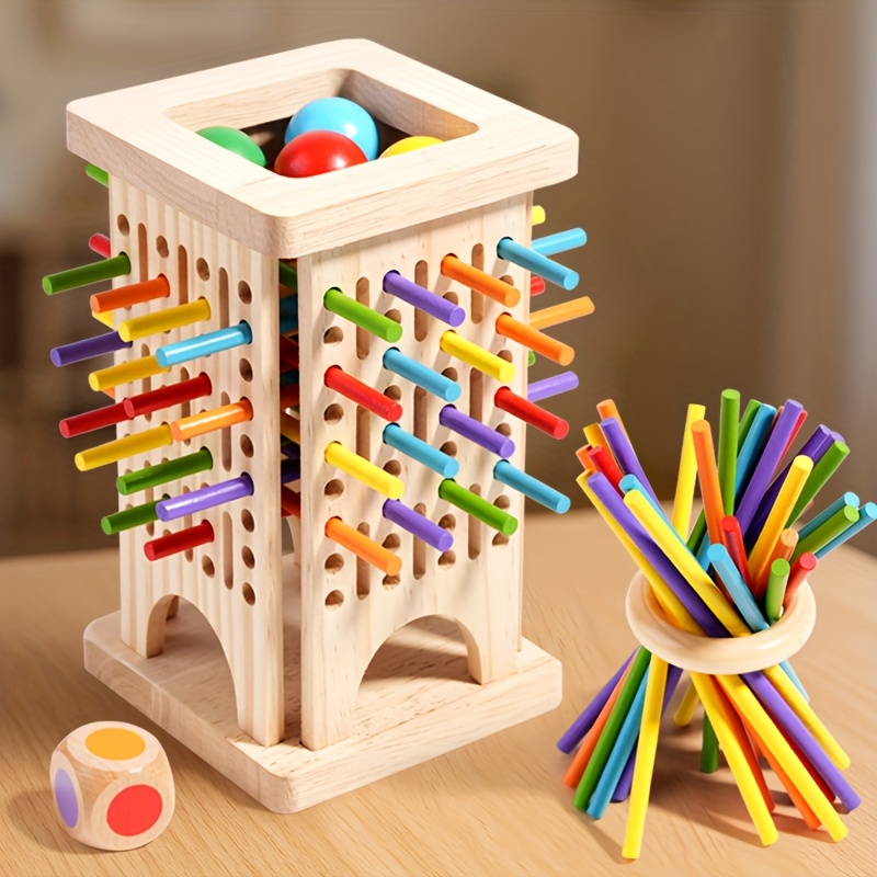 Board Game Name - Montessori Ahşap Tahta Oyunu Renkli Çubuklar