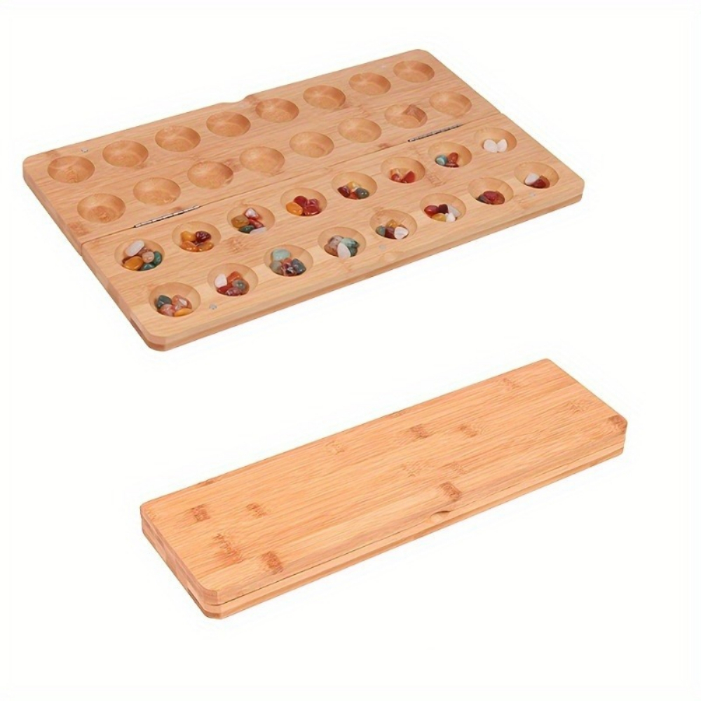 Chess Set Wooden - Taşınabilir Katlanabilir Ahşap Mancala Oyun Seti,