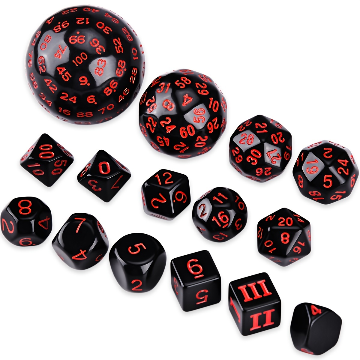 Board Game Pandemic - D3-D100 siyah taban çokyüzlü zar rol